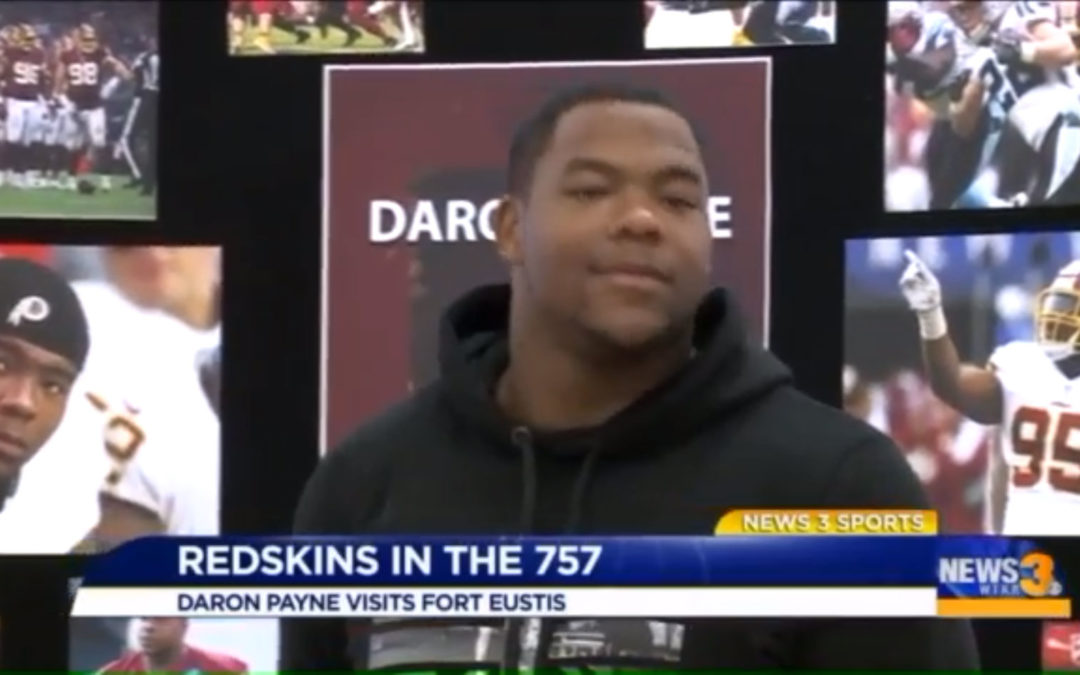 Redskins player Daron Payne visits Fort Eustis