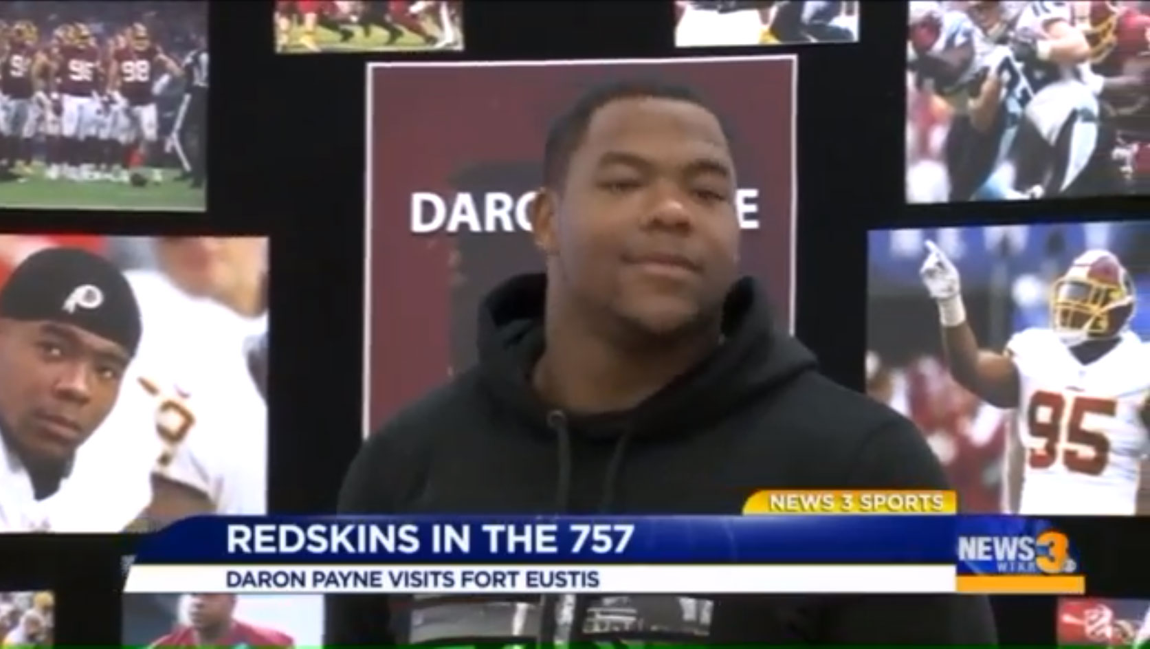 Redskins player Daron Payne visits Fort Eustis